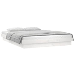 vidaXL LED Bed Frame Mattress Foundation Bedstead Platform Bed Base Solid Wood - white, 140 x 200 cm