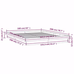 vidaXL LED Bed Frame Mattress Foundation Bedstead Platform Bed Base Solid Wood - white, 160 x 200 cm - Additional view 4