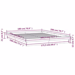 vidaXL LED Bed Frame Mattress Foundation Bedstead Platform Bed Base Solid Wood - white, 180 x 200 cm - Additional view 4