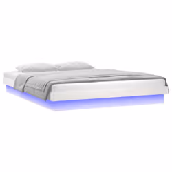 vidaXL LED Bed Frame Mattress Foundation Bedstead Platform Bed Base Solid Wood - white, 180 x 200 cm - Additional view 5