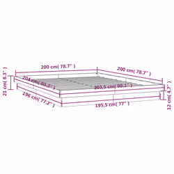 vidaXL LED Bed Frame Mattress Foundation Bedstead Platform Bed Base Solid Wood - white, 200 x 200 cm
