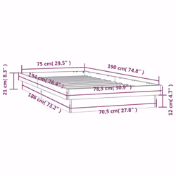 vidaXL LED Bed Frame Mattress Foundation Bedstead Platform Bed Base Solid Wood - white, 75 x 190 cm - Additional view 4