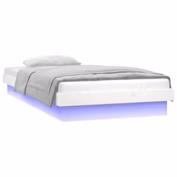 vidaXL LED Bed Frame Mattress Foundation Bedstead Platform Bed Base Solid Wood - white, 75 x 190 cm - Additional view 5