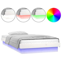 vidaXL LED Bed Frame Mattress Foundation Bedstead Platform Bed Base Solid Wood - white, 90 x 190 cm