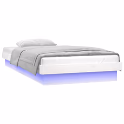 vidaXL LED Bed Frame Mattress Foundation Bedstead Platform Bed Base Solid Wood - white, 90 x 190 cm - Additional view 5