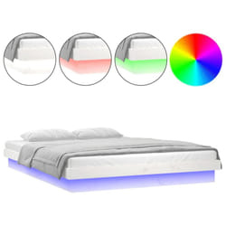 vidaXL LED Bed Frame Mattress Foundation Bedstead Platform Bed Base Solid Wood - white, 120 x 190 cm