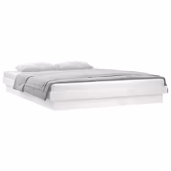 vidaXL LED Bed Frame Mattress Foundation Bedstead Platform Bed Base Solid Wood - white, 120 x 190 cm