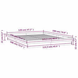 vidaXL LED Bed Frame Mattress Foundation Bedstead Platform Bed Base Solid Wood - white, 120 x 190 cm