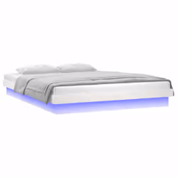 vidaXL LED Bed Frame Mattress Foundation Bedstead Platform Bed Base Solid Wood - white, 120 x 190 cm - Additional view 4