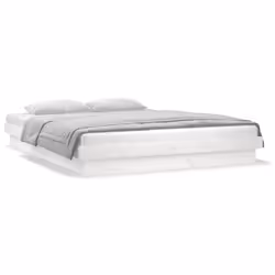 vidaXL LED Bed Frame Mattress Foundation Bedstead Platform Bed Base Solid Wood - white, 135 x 190 cm - Additional view 6