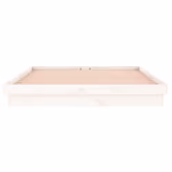 vidaXL LED Bed Frame Mattress Foundation Bedstead Platform Bed Base Solid Wood - white, 135 x 190 cm - Additional view 7