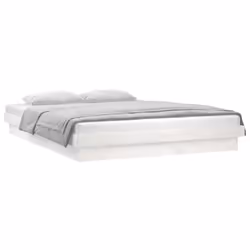 vidaXL LED Bed Frame Mattress Foundation Bedstead Platform Bed Base Solid Wood - white, 140 x 190 cm