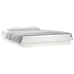 vidaXL LED Bed Frame Mattress Foundation Bedstead Platform Bed Base Solid Wood - white, 140 x 190 cm