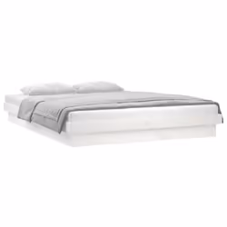 vidaXL LED Bed Frame Mattress Foundation Bedstead Platform Bed Base Solid Wood - white, 140 x 190 cm