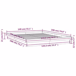 vidaXL LED Bed Frame Mattress Foundation Bedstead Platform Bed Base Solid Wood - white, 140 x 190 cm - Additional view 4