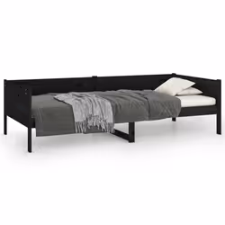 vidaXL Solid Wood Pine Day Bed Wooden Occasional Sofa Bed Multi Colours/Sizes - black, 90 x 190 cm - Additional view 2
