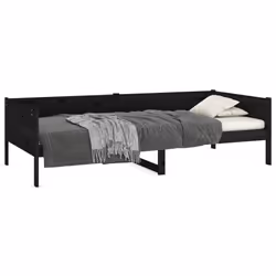 vidaXL Solid Wood Pine Day Bed Wooden Occasional Sofa Bed Multi Colours/Sizes - black, 90 x 190 cm - Additional view 3