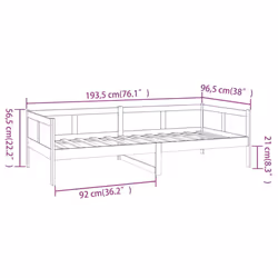 vidaXL Solid Wood Pine Day Bed Wooden Occasional Sofa Bed Multi Colours/Sizes - black, 90 x 190 cm - Additional view 4