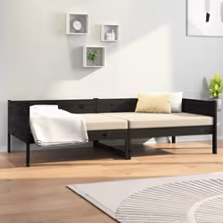 vidaXL Solid Wood Pine Day Bed Wooden Occasional Sofa Bed Multi Colours/Sizes - black, 90 x 190 cm - Additional view 7
