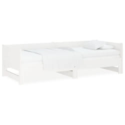 vidaXL Pull-out Day Bed Wooden Sofa Bed Bedroom Guest Bed Solid Wood Pine - white, 80 x 200 cm