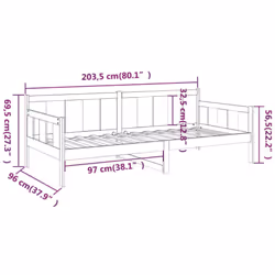 vidaXL Solid Wood Pine Day Bed Overnight Bed Multi Colours 80x200 cm/90x200 cm - brown, 90 x 200 cm - Additional view 10