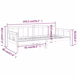 vidaXL Solid Wood Pine Day Bed Overnight Bed Multi Colours 80x200 cm/90x200 cm - brown, 90 x 190 cm - Additional view 4