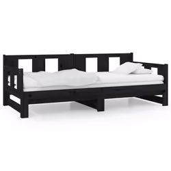 VidaXL 820291, Sofa bed, Black, Pinewood, 2035 mm, 860 mm, 695 mm