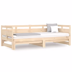 vidaXL Solid Wood Pine Pull-out Day Bed Wooden Sofa Bed Multi Colours/Sizes - brown, 90 x 200 cm