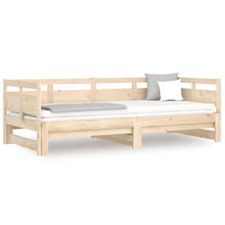 vidaXL Solid Wood Pine Pull-out Day Bed Wooden Sofa Bed Multi Colours/Sizes - brown, 90 x 200 cm