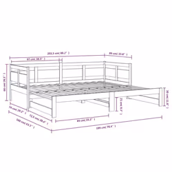 vidaXL Solid Wood Pine Pull-out Day Bed Wooden Sofa Bed Multi Colours/Sizes - brown, 80 x 200 cm - Additional view 4