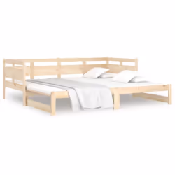 vidaXL Solid Wood Pine Pull-out Day Bed Wooden Sofa Bed Multi Colours/Sizes - brown, 80 x 200 cm - Additional view 5