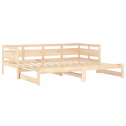 vidaXL Solid Wood Pine Pull-out Day Bed Wooden Sofa Bed Multi Colours/Sizes - brown, 80 x 200 cm - Additional view 9