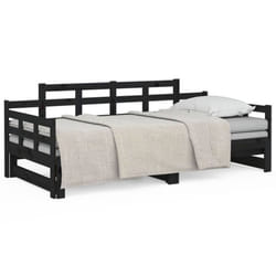 vidaXL Solid Wood Pine Pull-out Day Bed Wooden Sofa Bed Multi Colours/Sizes - black, 90 x 200 cm