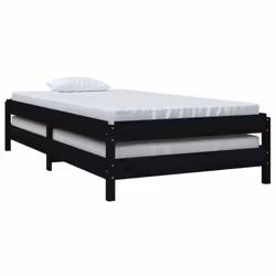 vidaXL Solid Wood Pine Stack Bed Bedroom Stackable Bed Multi Colours/Sizes - black, 90 x 200 cm - Additional view 5