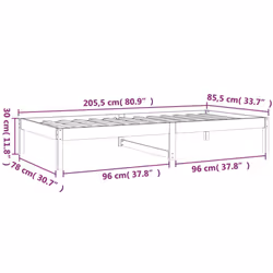 vidaXL Day Bed Guest Sofa Occasional Sofa Bed Daybed Couch Solid Wood Pine - white, 80 x 200 cm - Additional view 4