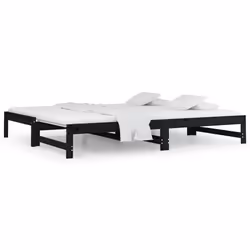 VidaXL 820431, Sofa bed, Black, Pinewood, 2055 mm, 950 mm, 300 mm