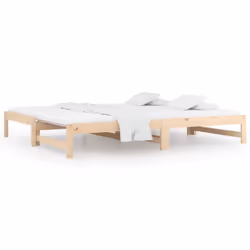 cm) vidaXL Pull-out Day Bed Bedroom Guest Sofa Bed Daybed Couch Solid Wood Pine - Brown, 2x(80x200