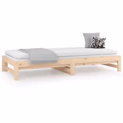 cm) vidaXL Pull-out Day Bed Bedroom Guest Sofa Bed Daybed Couch Solid Wood Pine - Brown, 2x(90x190 - Additional view 5
