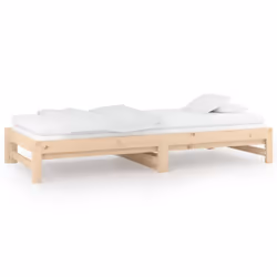 cm) vidaXL Pull-out Day Bed Bedroom Guest Sofa Bed Daybed Couch Solid Wood Pine - Brown, 2x(90x190 - Additional view 6