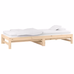 cm) vidaXL Pull-out Day Bed Bedroom Guest Sofa Bed Daybed Couch Solid Wood Pine - Brown, 2x(90x190 - Additional view 7