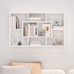 vidaXL Wall Shelf Home Living Room Hanging Rack Floating Shelf Engineered Wood - white