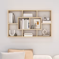 vidaXL Wall Shelf Home Living Room Hanging Rack Floating Shelf Engineered Wood - sonoma oak