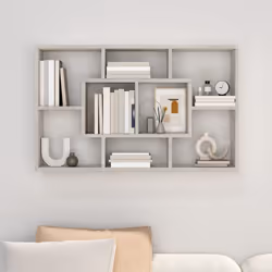 vidaXL Wall Shelf Home Living Room Hanging Rack Floating Shelf Engineered Wood - concrete grey