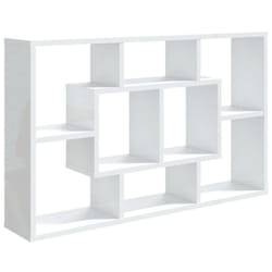 vidaXL Wall Shelf Home Living Room Hanging Rack Floating Shelf Engineered Wood - high gloss white