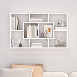 vidaXL Wall Shelf Home Living Room Hanging Rack Floating Shelf Engineered Wood - high gloss white - Additional view 4