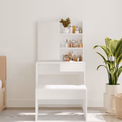 vidaXL Dressing Table with Mirror Bedroom Makeup Vanity Desk Cosmetic Table - White - Additional view 6