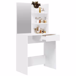 vidaXL Dressing Table with Mirror Bedroom Makeup Vanity Desk Cosmetic Table - White - Additional view 7