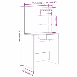 vidaXL Dressing Table Makeup Desk with Mirror Vanity Table Makeup Table Black - Additional view 9