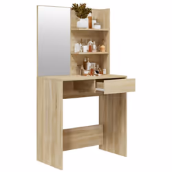 vidaXL Dressing Table with Mirror Bedroom Makeup Vanity Desk Cosmetic Table - Sonoma oak - Additional view 7