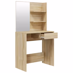 vidaXL Dressing Table with Mirror Bedroom Makeup Vanity Desk Cosmetic Table - Sonoma oak - Additional view 9